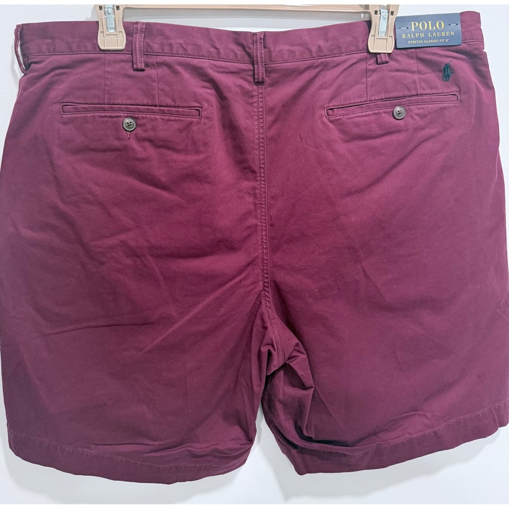 Polo Ralph Lauren Mens Stretch Classic Fit 9 Inch Chino Shorts Burgundy Red 42 - Picture 3 of 7